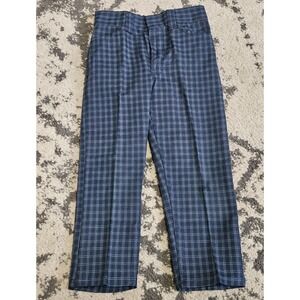 Vintage 1970s MANN Boys Blue Plaid Pants Size 7